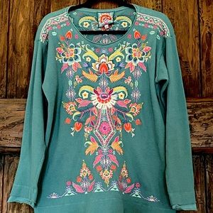 Johnny Was “Ioana” Long Sleeve Waffle-knit size L